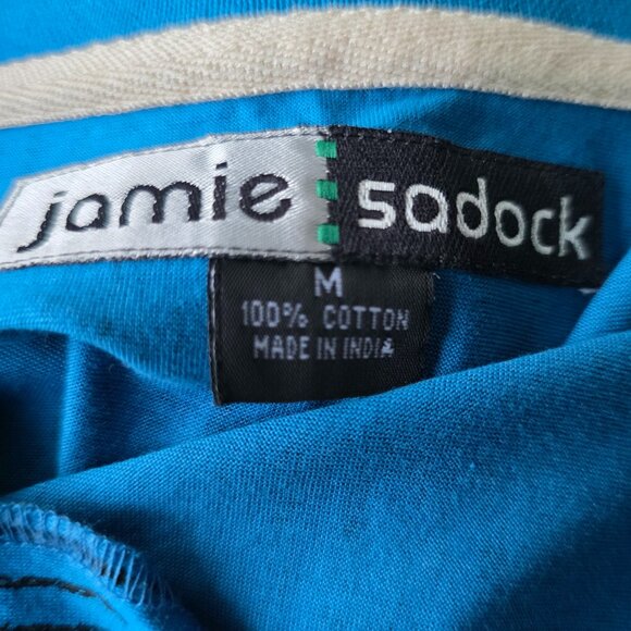 JAMIE SADOCK (MED) Golf Casual Qtr Zip Blue/Black Button Detail Cotton - Picture 9 of 9